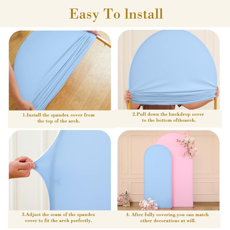 Suppromo Pink and Blue Arch Cover 2 Set- 7.2 and 6ft Gender Reveal Arch Backdrop Cover Spandex Arch Stand Covers for Baby Shower Boys or Girls Birthday Party Banquet Photo Background Decorations - Image 5