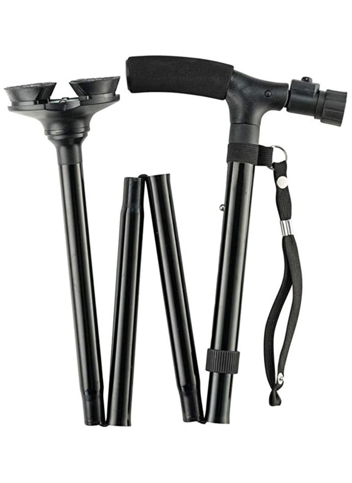 MIRFA - Adventure-Ready Folding Cane: LED Light, Adjustable, Cushioned T Handle, Pivoting Quad Base – Ideal for Hiking, Mountain Climbing, and Backpacking - Image 1