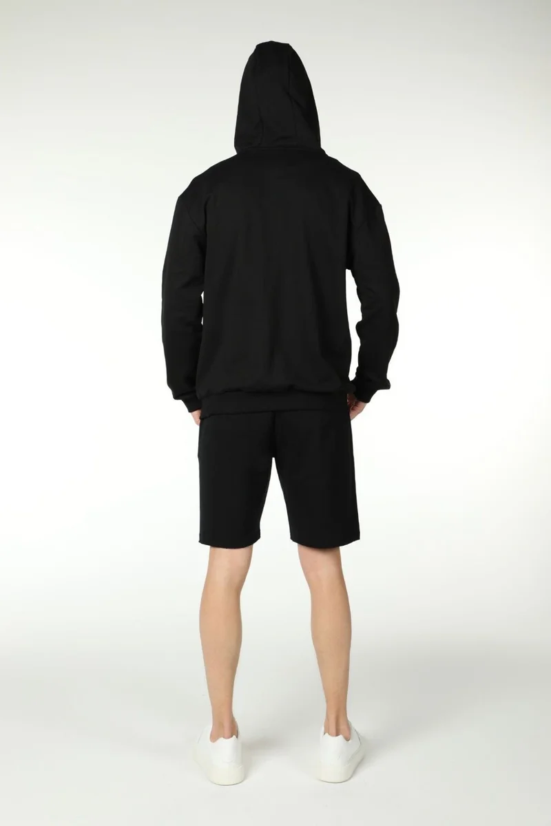 Defy's Men's Hooded Zippered Oversize Sweatshirt Black