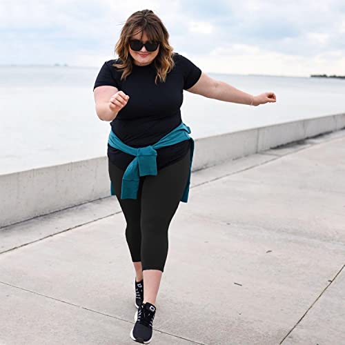 MOREFEEL Capri Plus Size Leggings for Women with Pockets-Stretchy XL-4XL Tummy Control High Waist Workout Black Yoga Pants - Image 4