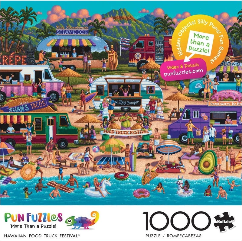 Buffalo Games - Pun Fuzzles - Hawaiian Food Truck Festival - 1000 Piece Jigsaw Puzzle For Adults -Challenging Puzzle Perfect for Game Nights - Finished Size is 26.75 x 19.75 - Image 3