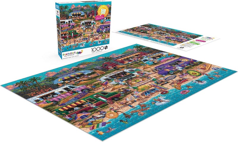 Buffalo Games - Pun Fuzzles - Hawaiian Food Truck Festival - 1000 Piece Jigsaw Puzzle For Adults -Challenging Puzzle Perfect for Game Nights - Finished Size is 26.75 x 19.75 - Image 4