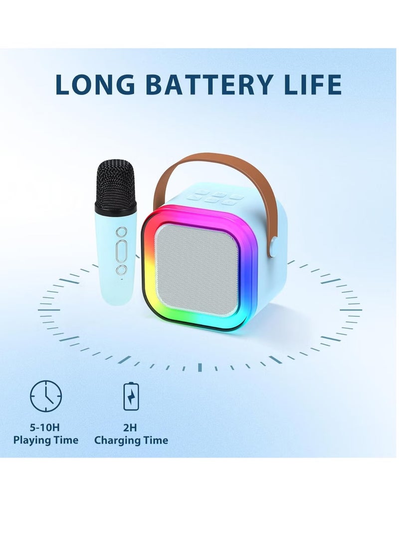 Kids Karaoke Microphone Machine Wireless Mini Portable Bluetooth Speaker Music Toys Fun Birthday Gifts for Girls, Boys & Toddlers for Singing Birthday - Blue - Image 2