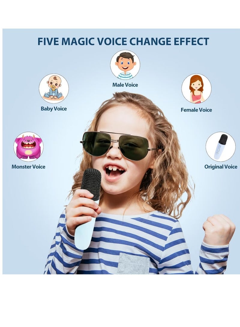Kids Karaoke Microphone Machine Wireless Mini Portable Bluetooth Speaker Music Toys Fun Birthday Gifts for Girls, Boys & Toddlers for Singing Birthday - Blue - Image 3
