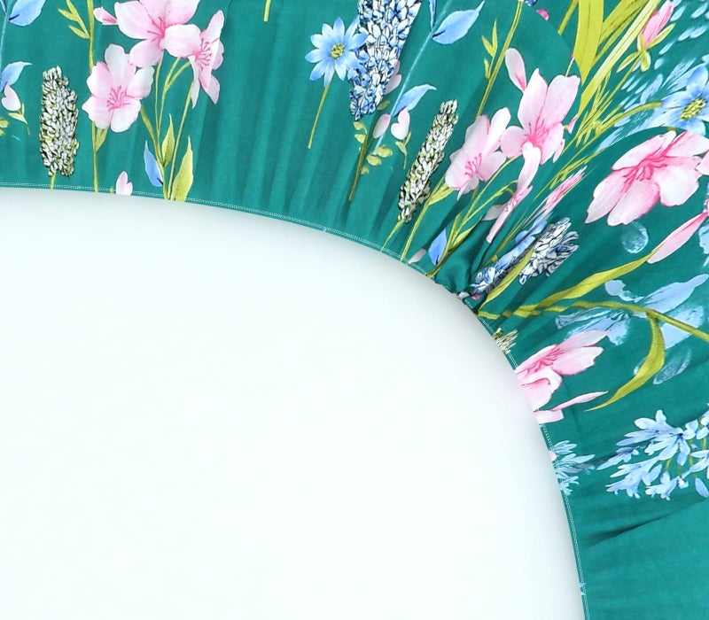 KAWI Cotton Elastic Fitted Bedsheet Queen Size For Double Bed (78 X 60 X Up To 8 Inch, Green, 200 Tc, Floral) - Image 5