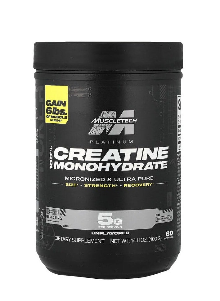 MuscleTech Platinum 100% Creatine Unflavored 14.11 oz (400 g)  - Image 1