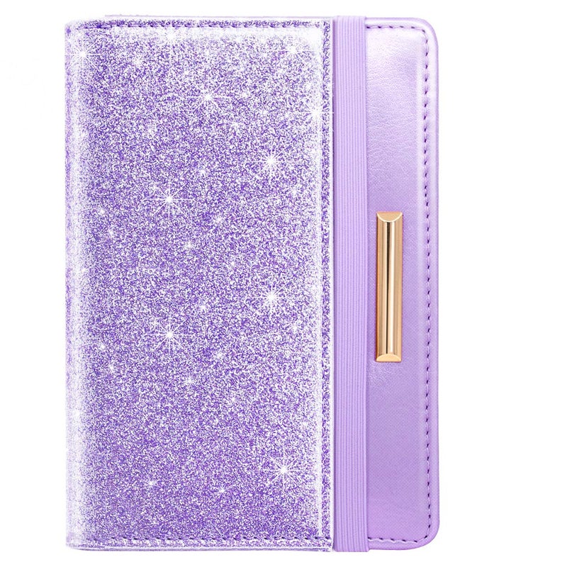 Coco Rossi Passport Holder Cover,Traveling Passport Case Glitter Cute Passport Wallet for Women Purple - Image 1