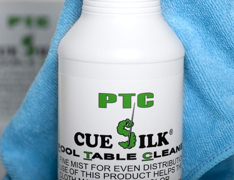 Cue Silk منظف طاولة البلياردو Cue Silk PTC زجاجة 16 أونصة مع قطعة قماش ميكروفايبر - Image 3