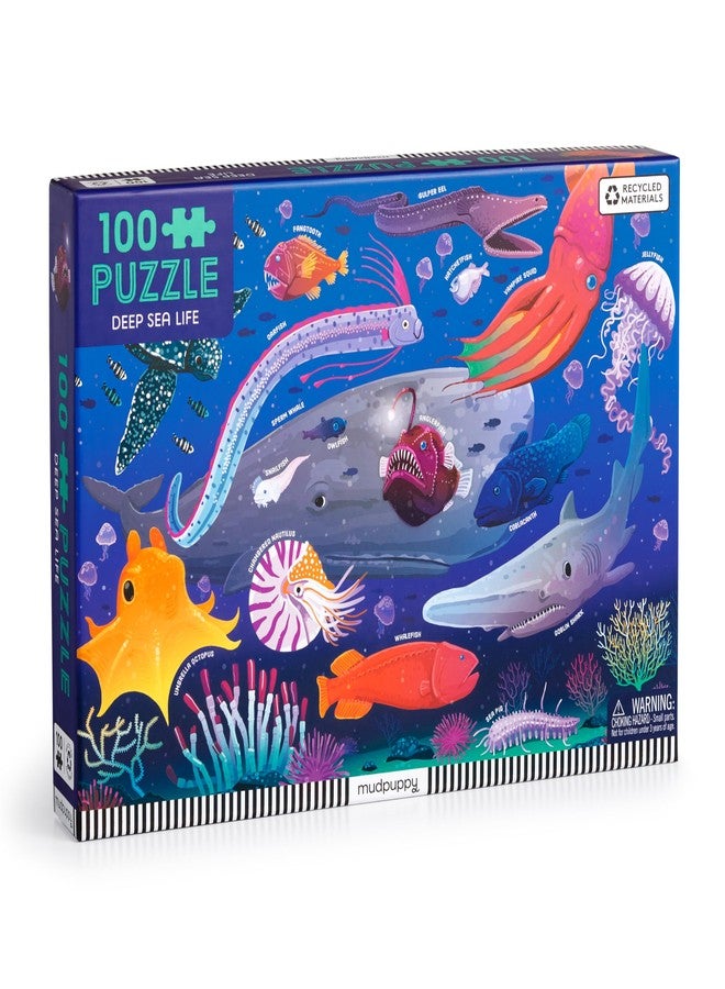 Mudpuppy Deep Sea – 100 Piece Jigsaw Puzzle with Colorful and Fun Illustrations of Ocean Creatures for Children Ages 5 and Up - Image 1