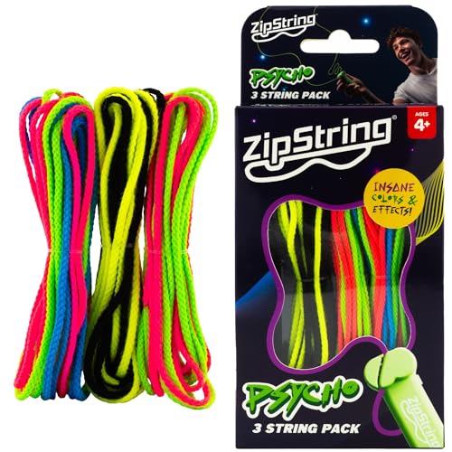 ZipString Psycho Strings Pack of 3 Luma Replacement Strings for Rope Launcher Toy Glow in The Dark Fidget String for Kids Adults Shark Tank Featured Lasso Rope Loop String Replacement - Image 1