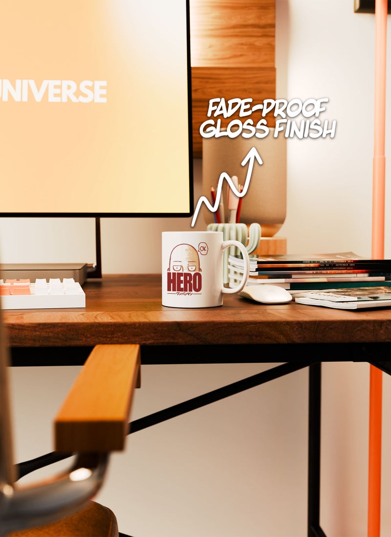LOUD UNIVERSE White Ceramic Coffee Mug One Punch Man Bald Super Hero OK Ceramic Tea Cup - Image 5