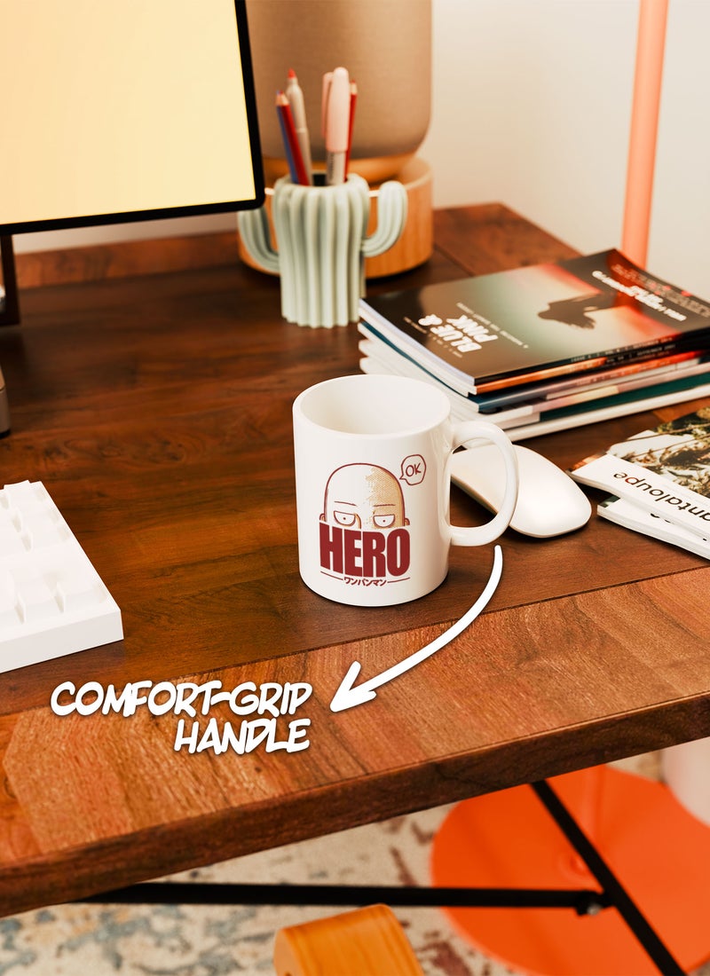LOUD UNIVERSE White Ceramic Coffee Mug One Punch Man Bald Super Hero OK Ceramic Tea Cup - Image 3