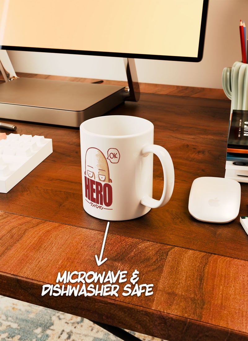 LOUD UNIVERSE White Ceramic Coffee Mug One Punch Man Bald Super Hero OK Ceramic Tea Cup - Image 4