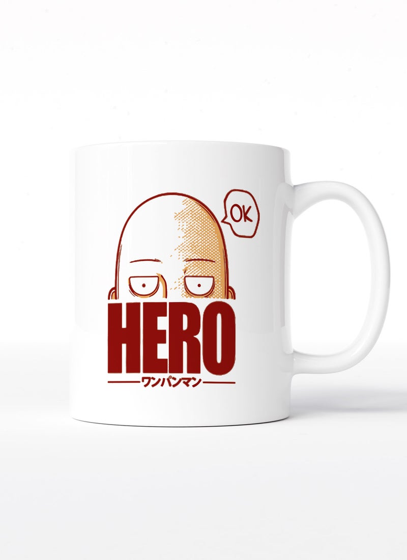LOUD UNIVERSE White Ceramic Coffee Mug One Punch Man Bald Super Hero OK Ceramic Tea Cup - Image 1