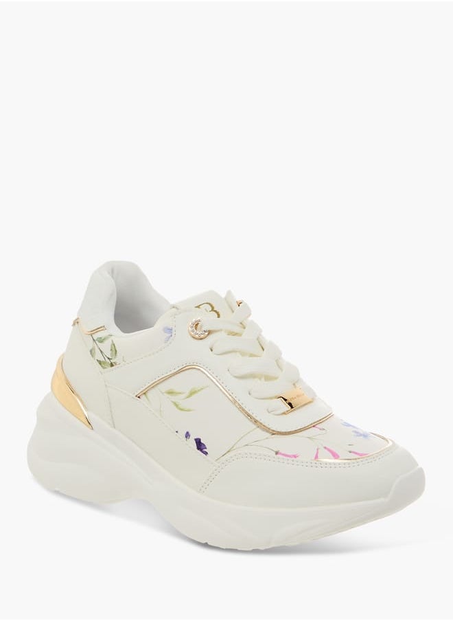 Flora Bella By Shoexpress - Women Floral Print Sneakers with Lace-Up Closure - Image 1