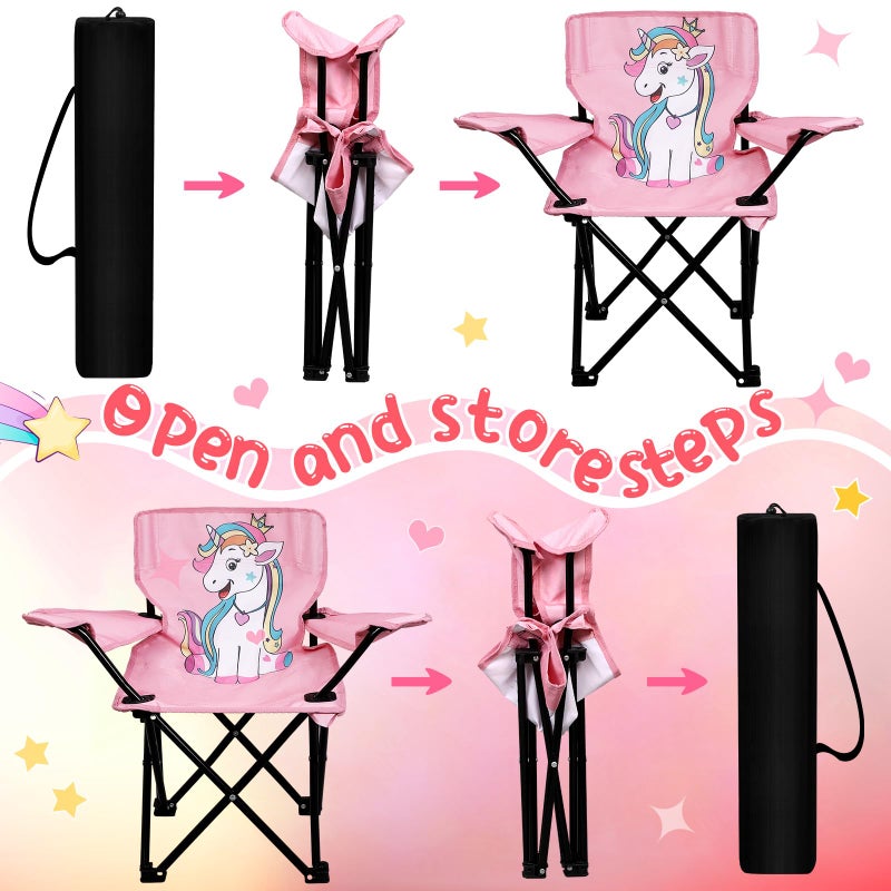 Burbell Outdoor Toddler Camping Chair with Umbrella Foldable Beach Chairs with Safety Lock for Kids Waterproof Lawn Kids Folding Chair for Outside Beach Travel(Unicorn) - Image 3