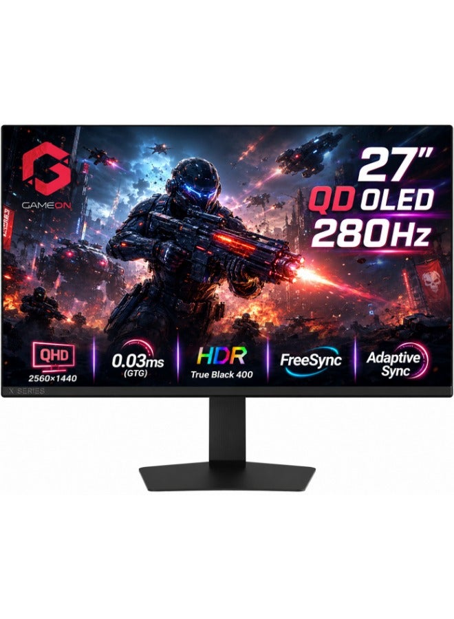 GO27QDOLD280 Gaming Monitor, 27" OLED Display, QHD Resolution, 280Hz Refresh Rate, 0.03ms (GTG) Response Time, HDR True Black 400, FreeSync, Adaptive Sync, Black | GO27QDOLD280 Black