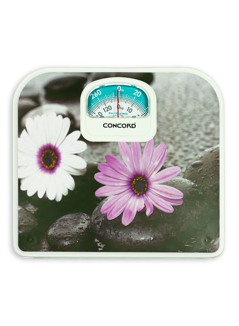 CONCORD Mechanical Personal Scale with Analog Display, No Battery Needed, Capacity upto 130kg, Dial Calibration Gear, Bathroom Human Weighing Scale, Available in Different Colors - Image 1