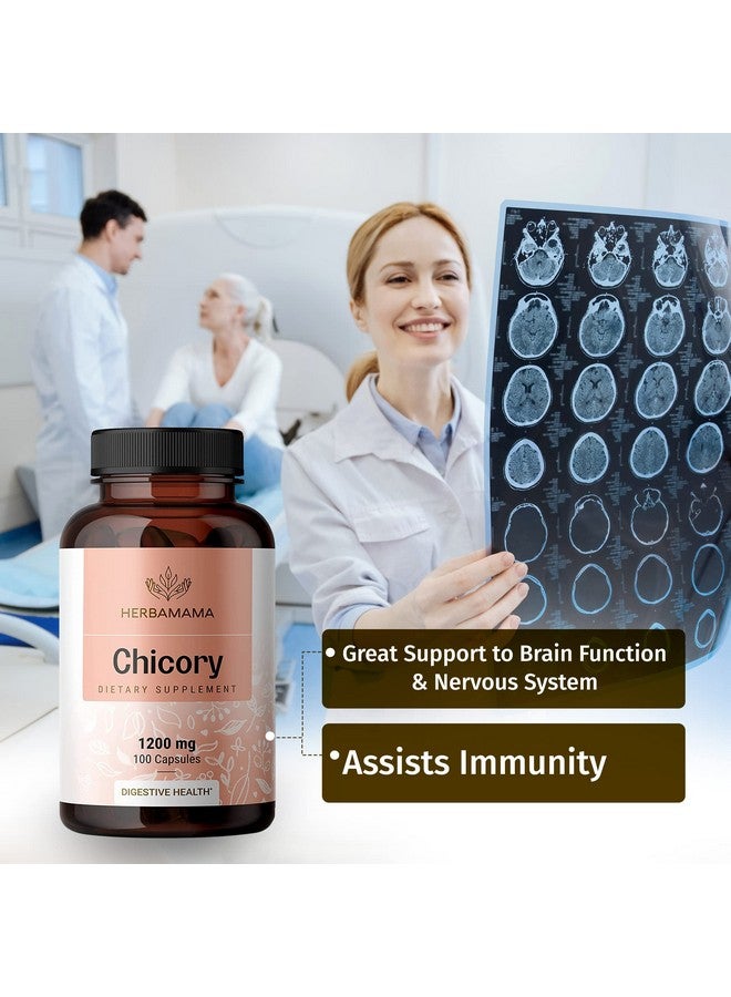 HERBAMAMA Organic Chicory Root Supplement Supports Digestion Gut Health Liver & Colon Function W/Inulin A Prebiotic Fiber Supplement Brain & Immune Booster Nongmo 100 Capsules - Image 4