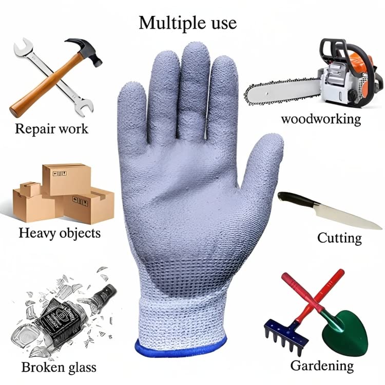 RK TRENDS Unisex Heavy Duty Reusable Full Nitrile Coated Work Safety Gloves For Industrial | Gardening | Agricultural |Cleaning (Pack of 1, Grey) - Image 5
