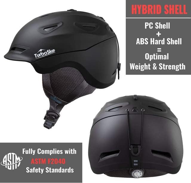 TurboSke Ski Helmet Snowboard Helmet - Active Ventilation Audio Compatible Snow Sports Luxury Helmet with ASTM Certified Safety for Men Women and Youth (S, Black) - Image 3