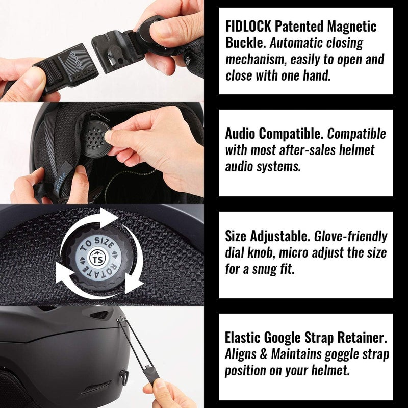 TurboSke Ski Helmet Snowboard Helmet - Active Ventilation Audio Compatible Snow Sports Luxury Helmet with ASTM Certified Safety for Men Women and Youth (S, Black) - Image 5