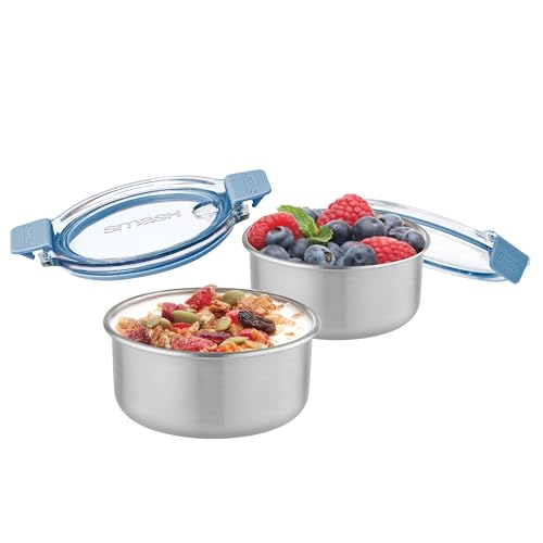 Smash Stainless Steel Snack Pot, Blue, 200 ml/ 6.7oz Capacity (Pack of 2) - Image 4