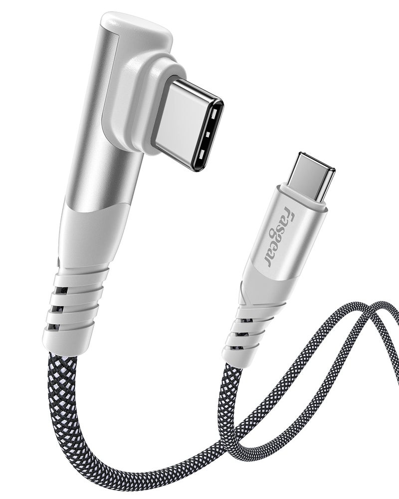 Fasgear 100W USB C to USB C PD Charging Cable 6ft - Right Angle - Fast Charge for MacBook, Chromebook, Dell - Image 1