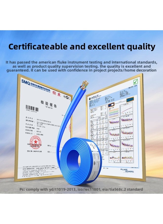 Generic Green Network Cable Engineering Cable Decoration Monitoring Home Super 5 Category 5 Category 6 Category 7 Category 8 Gigabit Full Box Long Network Cable-Color:Category 5 100m [pure Copper Core 0.50mm] Gray-Cord Length:Hand-cut Without Packaging (90M)  - Image 5