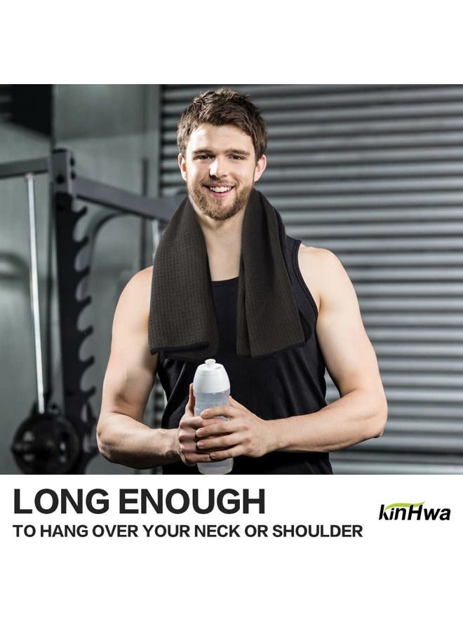 KinHwa Microfiber Workout Towel for Men Women Fast Drying Sweat Towel for Gym Lightweight Sport Fitness Exercise Towels 3 Pack Dark Brown 16Inch x 31Inch - Image 4