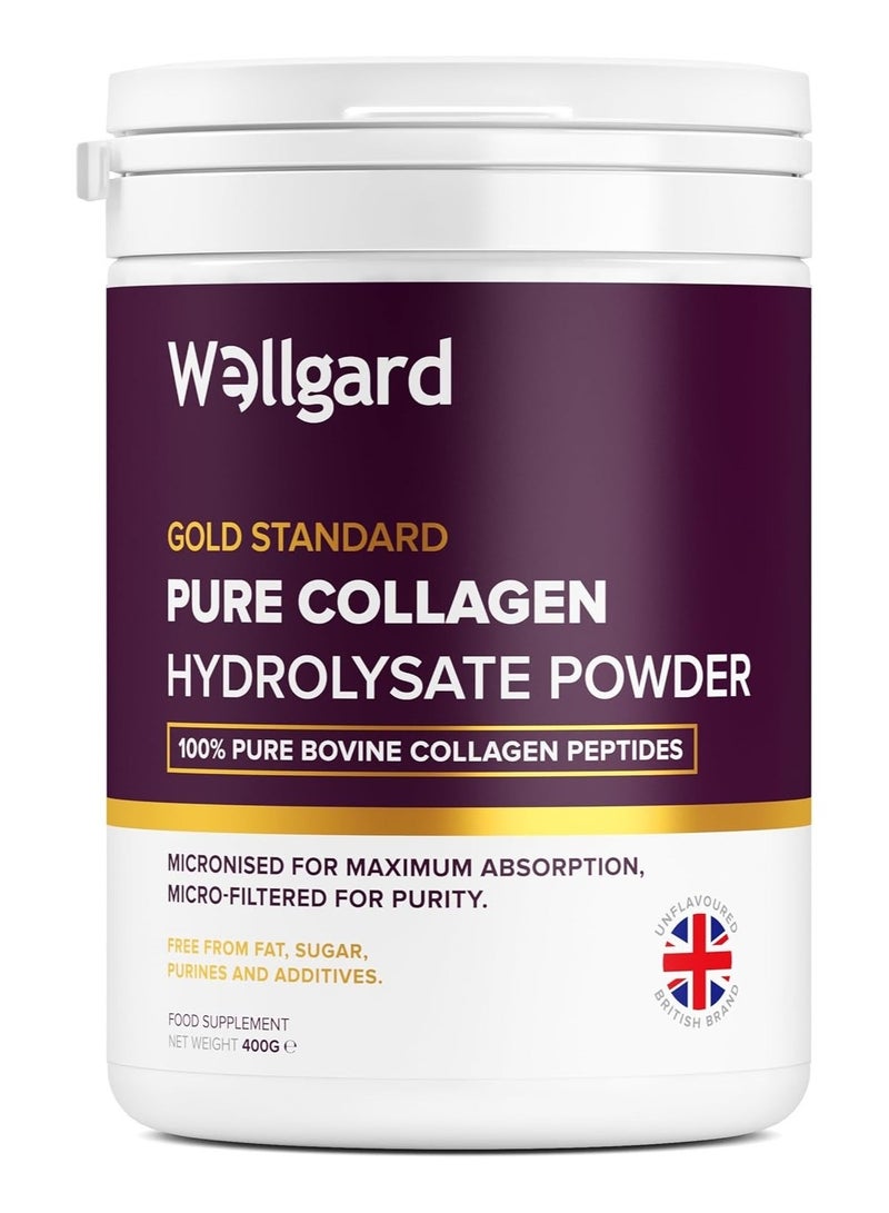 Collagen Powder, Gold Standard Bovine Collagen Peptides Powder by Wellgard - High Levels of The 8 Essential Amino Acids, Collagen Supplements, Halal & Kosher, Made in UK
