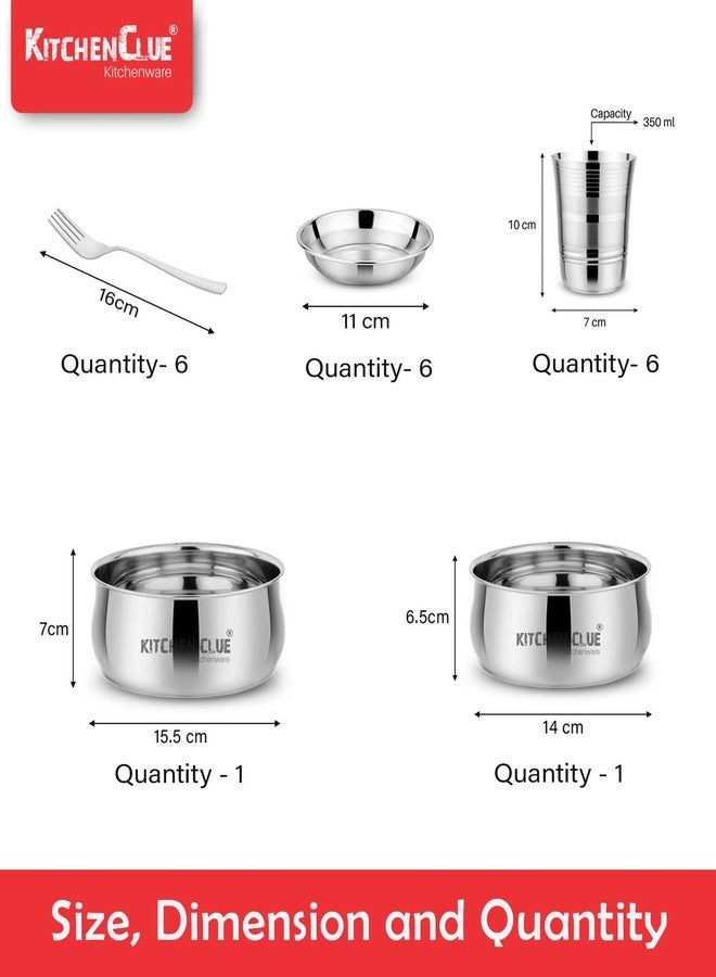 KITCHEN CLUE Stainless Steel Dinner Set for Kitchen - Pack of 52 Pcs Silver - Heavy Guage Kitchen Set for Home - Includes Full Size Dinner Plate, Premium Grade Salad Serving Bowl Set - 100% Food Safe - Image 5