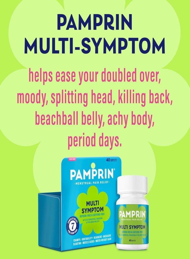 Pamprin Multi-Symptom Formula, with Acetaminophen, Menstrual Period Symptoms Relief including Cramps, Pain, Bloating, and Irritability 40 Caplets - Image 4