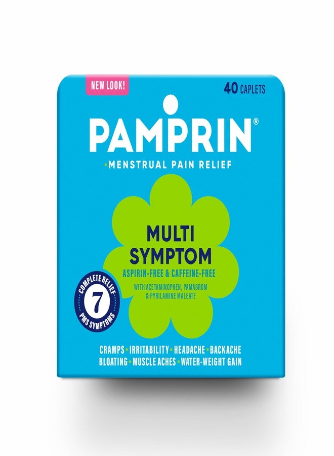 Pamprin Multi-Symptom Formula, with Acetaminophen, Menstrual Period Symptoms Relief including Cramps, Pain, Bloating, and Irritability 40 Caplets - Image 1