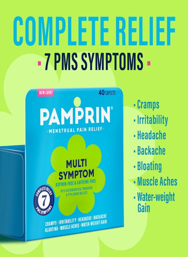 Pamprin Multi-Symptom Formula, with Acetaminophen, Menstrual Period Symptoms Relief including Cramps, Pain, Bloating, and Irritability 40 Caplets - Image 3