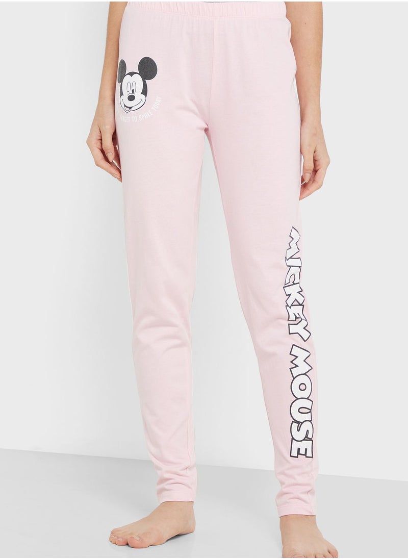 Disney - Crew Neck Graphic T-Shirt & Pyjama Set - Image 1