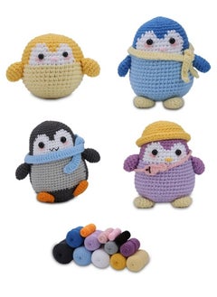 BUPY 4-Piece Penguins Dolls, Crochet Kit for Beginners, Crochet Set for Kids, Crocheting Knitting Kit, Includes All Crochet Accessories and Step-by-Step Video Tutorials  - Image 1