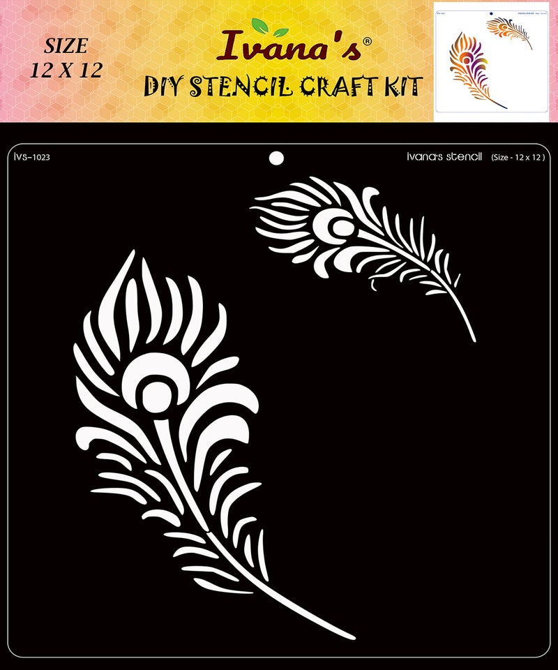 IVANA'S Art & Craft Stencil for Art & Craft, Reusable DIY Decorative Stencil for Painting on Canvas, Fabric, Cloth, Paper, Glass, Furniture and Wall, Size - 12 x 12 inch, IVS-1023, Off White - Image 1