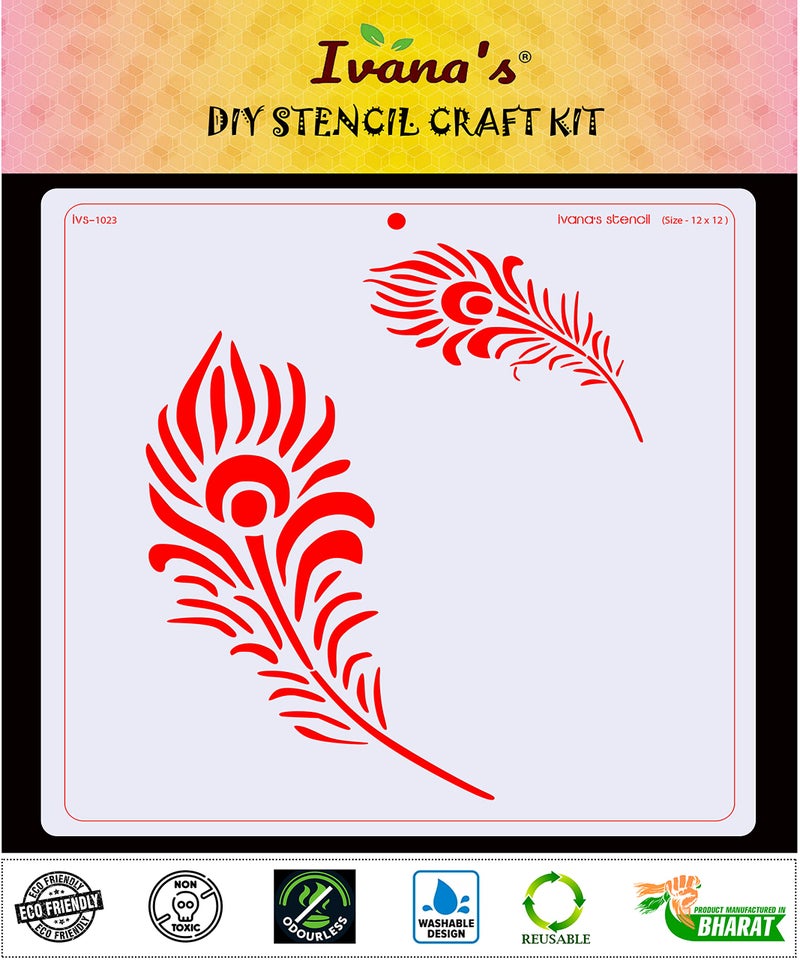 IVANA'S Art & Craft Stencil for Art & Craft, Reusable DIY Decorative Stencil for Painting on Canvas, Fabric, Cloth, Paper, Glass, Furniture and Wall, Size - 12 x 12 inch, IVS-1023, Off White - Image 2