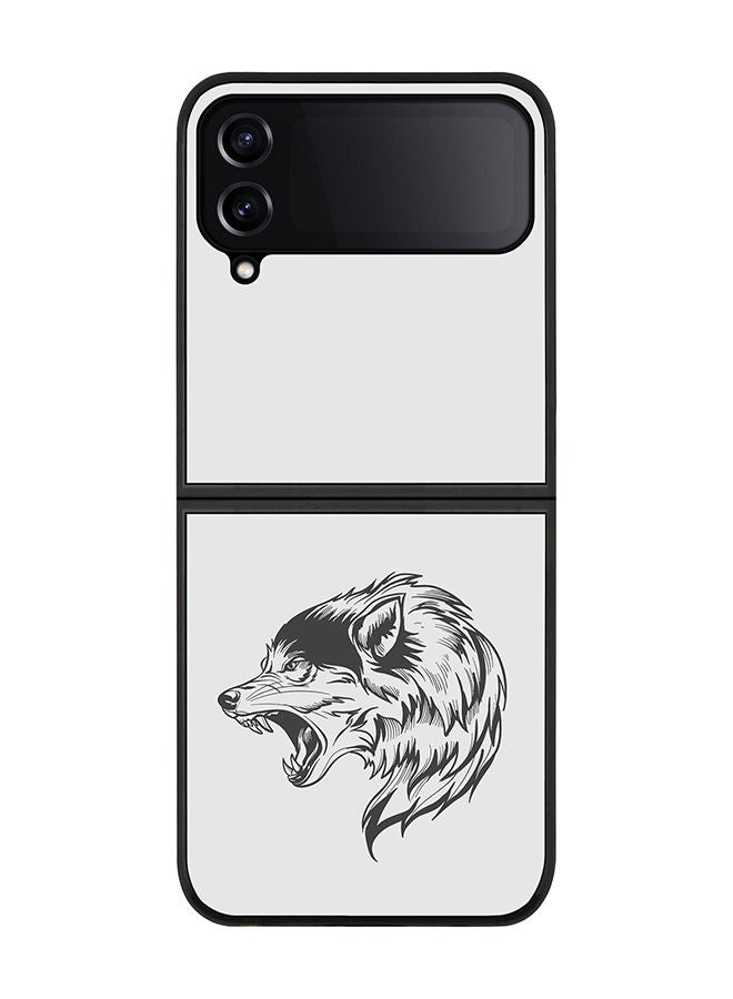 Stylizedd Rugged Black edge case for Samsung Galaxy Z Flip4 Slim fit Soft Case Flexible Rubber Edges Anti Drop TPU Gel Thin Cover - Bear Growl - Image 1