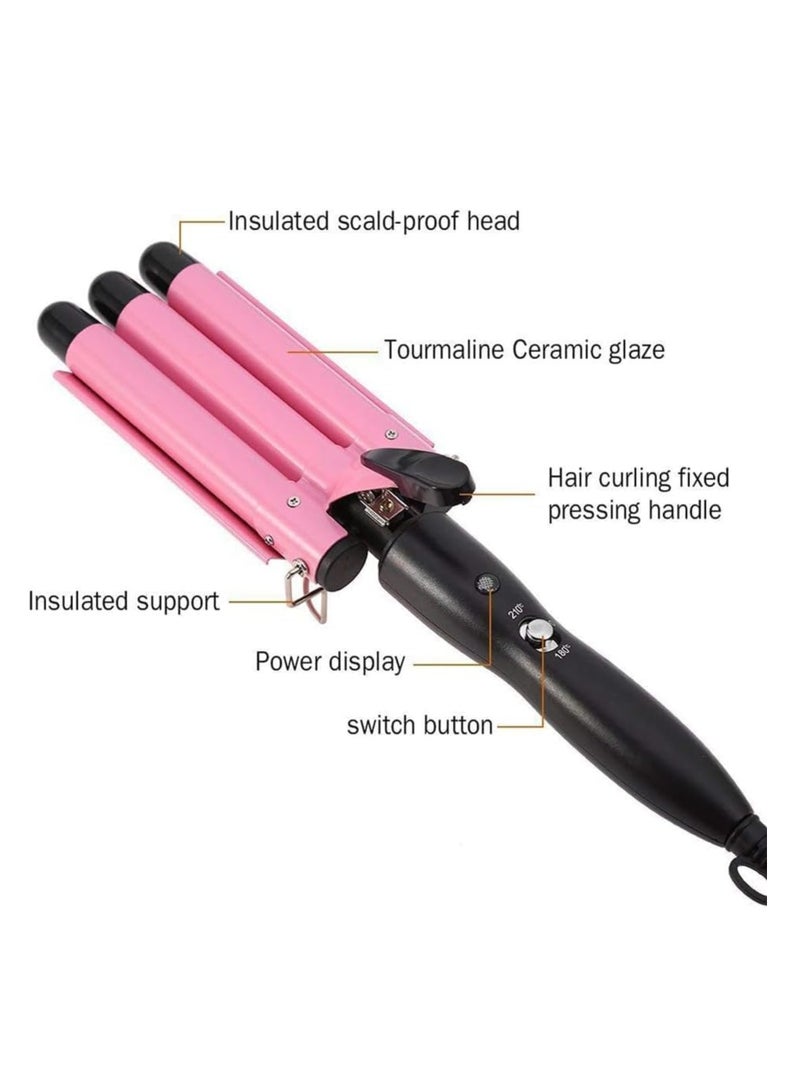 3 Barrel Curling Iron, 32mm Hair Curler Electric Hair Waver Temperature Adjustable Quick Heated Hair Crimper Styling Tools Ideal for Salon and Home - Image 2