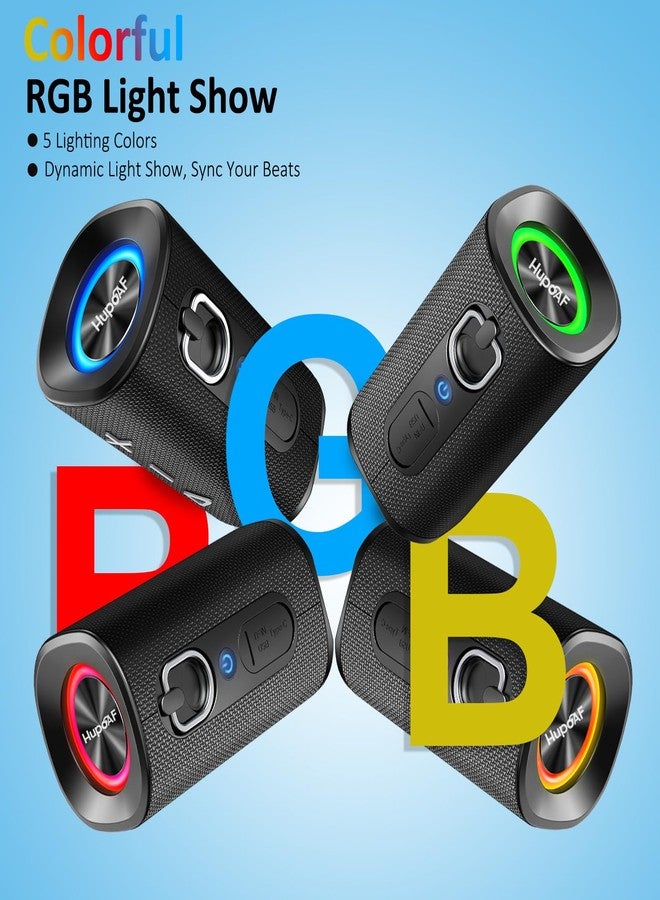 مكبر صوت بلوتوث لاسلكي من Hupoaf، مقاوم للماء بمعيار IPX7، مكبر صوت محمول مزود بإضاءة RGB، صوت ستيريو ثلاثي الأبعاد عالي بقوة 15 واط، صوت جهير عميق، إمكانية الاقتران المزدوج بتقنية TWS، مناسب للمنزل/الحفلات/الأماكن الخارجية/الشاطئ - Image 3