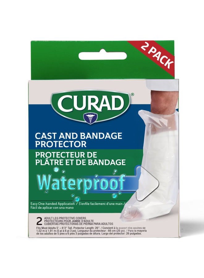 CURAD Cast Protector, Protects Bandages or Wounds, Adult Leg, Reusable, 2 Count,Blue - Image 1
