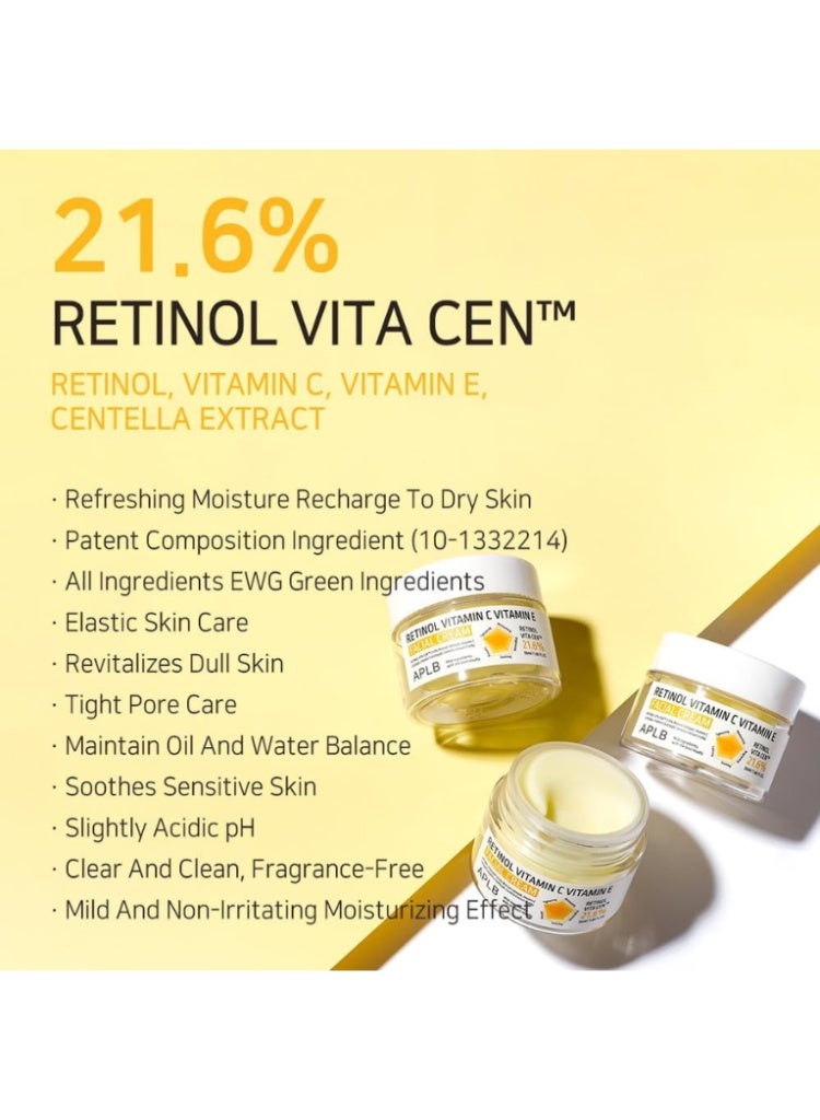 APLB Retinol Vitamin C & Vitamin E Facial Cream – Anti-Aging, Brightening & Firming Moisturizer for Smooth Radiant Skin - Image 3