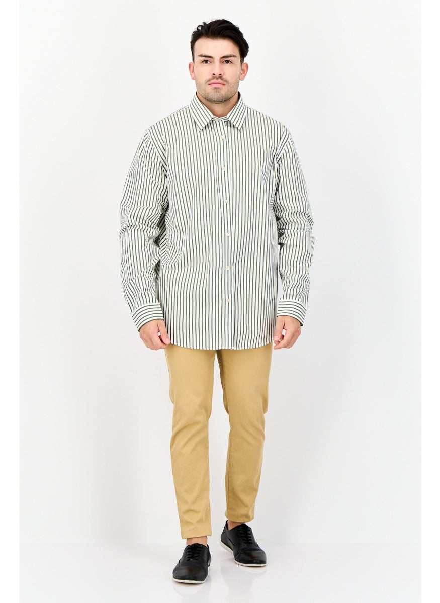 ESPRIT - Men Regular Fit Yarn Dye Long Sleeve Casual Shirt, Olive - Image 1