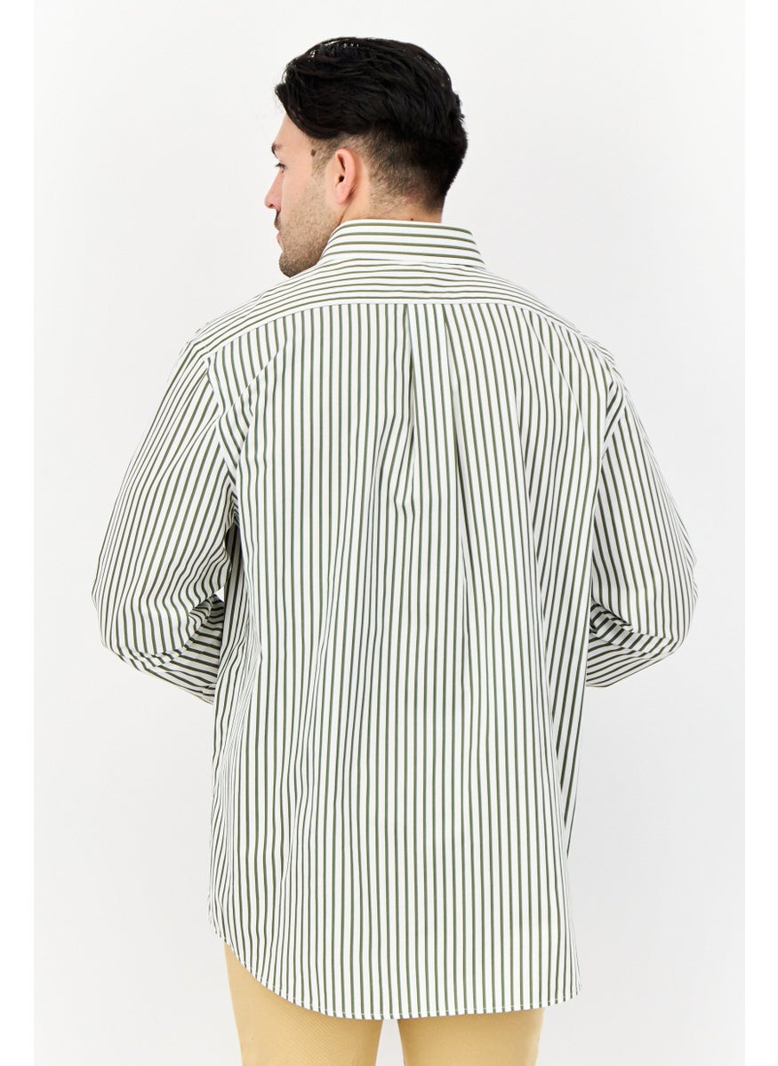ESPRIT - Men Regular Fit Yarn Dye Long Sleeve Casual Shirt, Olive - Image 1