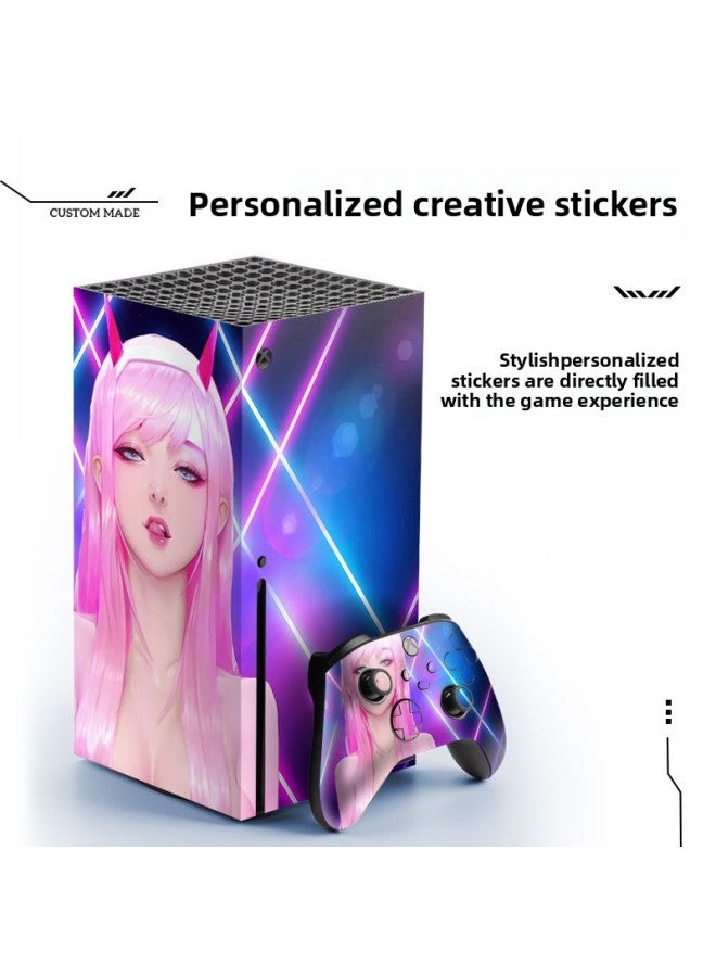 Loquat Suitable For Microsoft Xbox Series X Home Game Machine Protective Film Handle Accessories Film Pretty Girl Stickers-Color:245 - Image 3