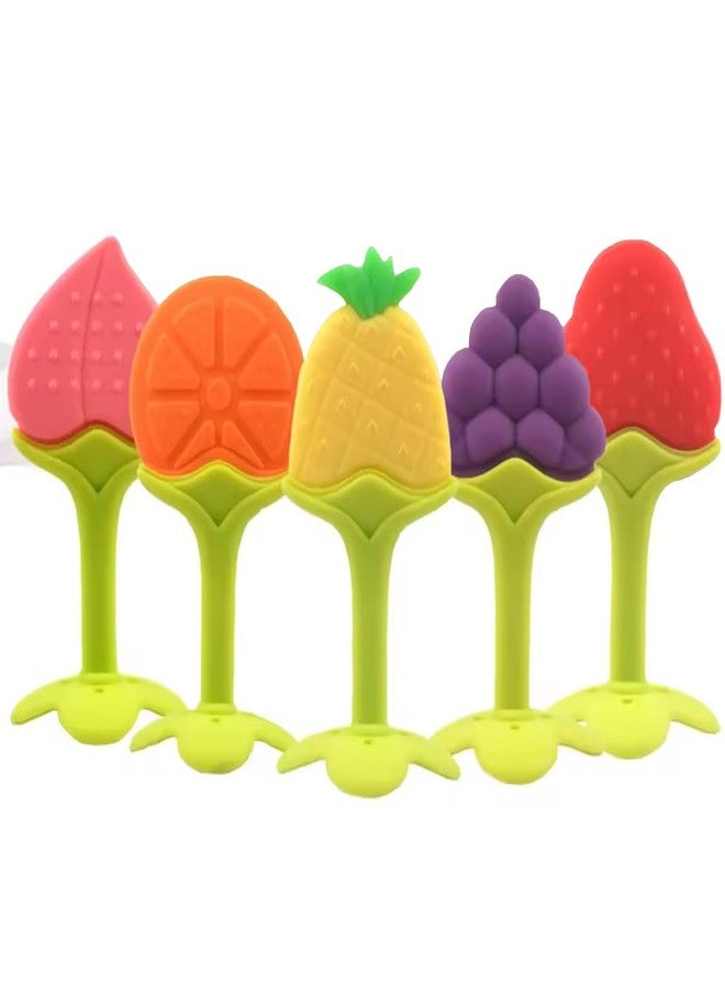 Fimalia Silicone Baby Teething, Fruit Shape Toy for 0-12 Months, BPA Free Silicone Soothing Teether Soft & Safe Gum Relief Toy (Multicolor) (Pack of 5) - Image 1