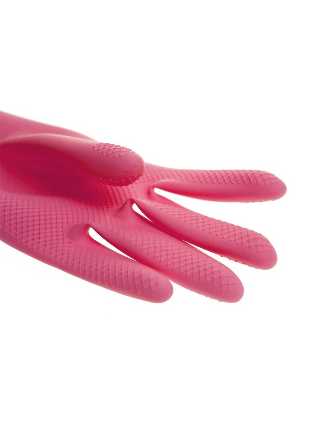 komax Kitchen Wash Dishes Cleaning Waterproof Long Sleeves Skincare Gloves Pair of 2 Pink Small Size  - Image 5