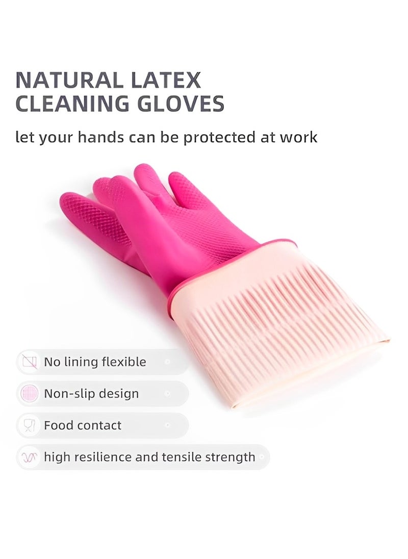 komax Kitchen Wash Dishes Cleaning Waterproof Long Sleeves Skincare Gloves Pair of 2 Pink Small Size  - Image 3